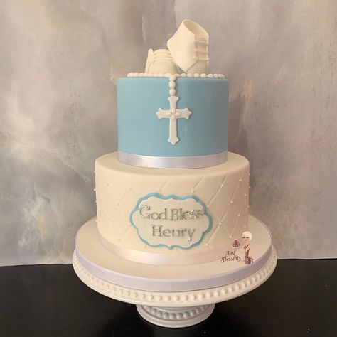 Just Desserts by Jess | Baby Boy Baptism Cake #customcakes #baptismcake #simplebaptismcake #babyboy #cross #babydedication #godparents #christeningcake… | Instagram Baptism Cakes For Boys, Baptismal Cake Boy Simple, Simple Baptism Cake, Baby Boy Baptism Cake, Boy Baptism Cake, Baptism Cake Boy, Cake Boy, Baby Boy Baptism, Baby Dedication