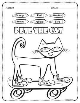 FREE Activity - Pete the Cat - Activities: Enjoy this fun activity to help your students' creativity after reading Kimberly & James Dean's "Pete the Cat" books. - Color by Number with 6 different colors.- Draw and write about Pete- Pete Can and Pete Has- New product added: Shoe Tie Certificate- New product added: Pete the Cat - GraphingYou might also like:Pete the Cat - Color by Number"No, David!" Activities "No, David! Pete The Cat Books, Cat Activities, No David, Pete The Cats, Draw And Write, Kindergarten Freebies, Busy Binder, Cat Activity, Author Studies