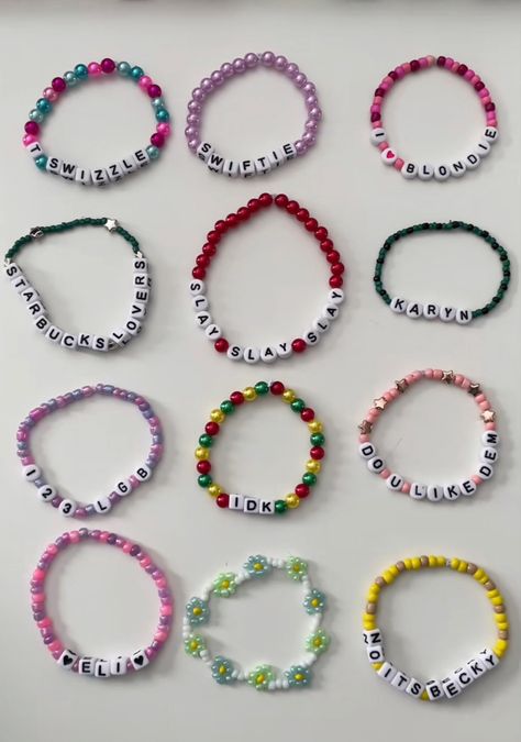 Read Your Bracelet Ideas, Friendship Bracelets Taylor Swift Unhinged, Bff Bracelets Diy Beads, Ts Friendship Bracelets Funny, Better Than Revenge Bracelet, Atwtmvtvftv Bracelet, My Tears Ricochet Bracelet, Evermore Friendship Bracelet Ideas, Eras Tour Braclets Ideas