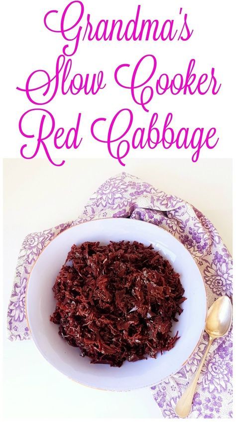 My Grandma’s Slow Cooker Red Cabbage | TCS Slow Cooker Red Cabbage, Cabbage Slow Cooker, Cooked Red Cabbage, Crockpot Cabbage Recipes, German Red Cabbage, Red Cabbage Recipe, Crock Pot Vegetables, Red Cabbage Recipes, German Food Authentic