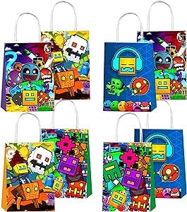 Geometry Dash Birthday Party Ideas, Geometry Dash Birthday, Geometry Dash, Paper Bags, Shopping Bags, Birthday Party Supplies, Party Accessories, Party Wedding, Bag Pattern