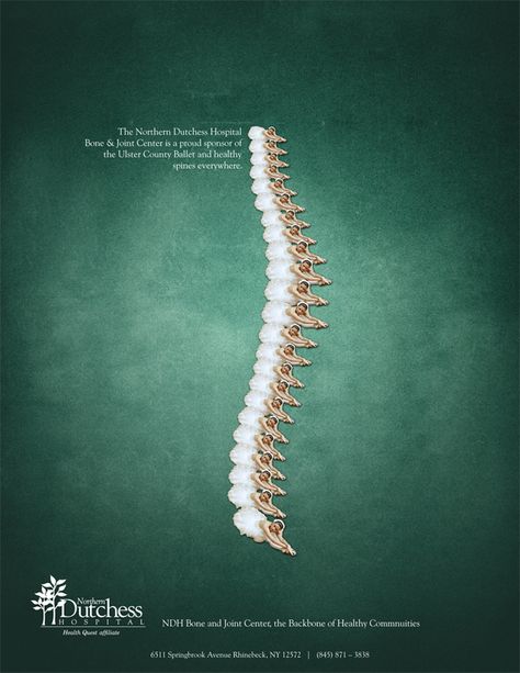 Northern Dutchess Spine Ad by Zach Summers, via Behance Healthcare Ads, Healthcare Advertising, Health Ads, Clever Advertising, Photoshop Tutorial Photo Editing, 광고 디자인, Spine Health, Dental Art, Email Design Inspiration