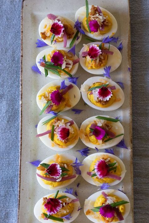 Curried Deviled Eggs with Lime Relish Beet Pickled Curry Deviled Eggs, Curried Deviled Eggs, Curry Deviled Eggs Recipe, Deviled Eggs With Relish, Red Onion Recipes, Lime Pickles, Cooking Basmati Rice, Egg Toast, Taste Made