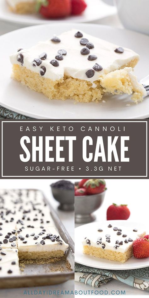 Cannoli Frosting, Keto Cannoli, Keto Vanilla Cake, Vanilla Sheet Cakes, Cannoli Cake, Low Carb Cake, Cake Delicious, Thm Desserts, Keto Cake