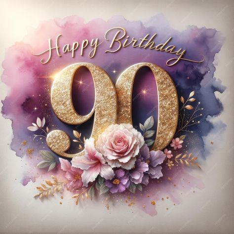 Premium Photo | Dreamy 90th Birthday with Gold and Pink Blossoms Happy 90th Birthday Wishes Mom, Happy 90th Birthday Wishes, Happy Birthday Nice, Birthday Wishes For Aunt, Happy Birthday Drinks, Happy Birthday Prayer, 90 Birthday, Birthday Wishes For Her, 90th Birthday Cakes