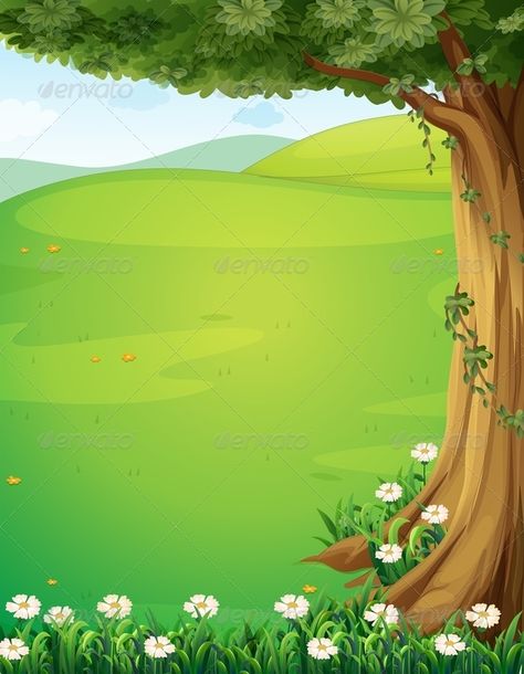 A View of the Hills with a Tree and Flowers Colorful Borders Design, Photoshop Backgrounds Free, School Wall Art, Frame Border Design, Page Borders Design, Hd Nature Wallpapers, Kids Background, Background Hd Wallpaper, Powerpoint Background Design