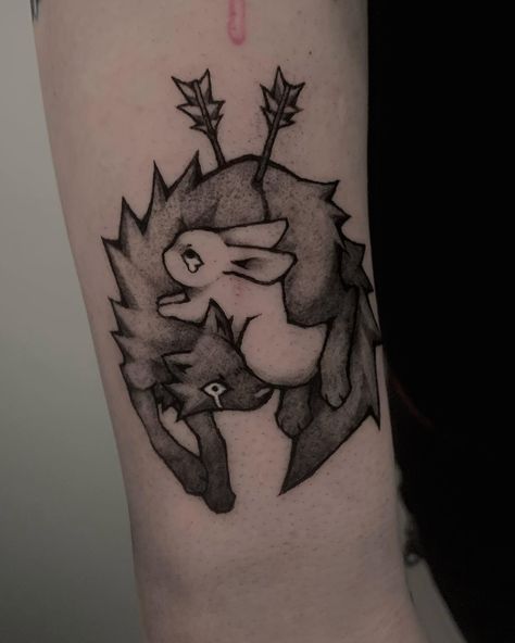 All Posts • Instagram Small Werewolf Tattoo, Matching Possum Tattoos, Wolf And Bunny Tattoo, Fox And Raven Tattoo, Deer Wolf Tattoo, Pun Tattoo, Deer And Wolf Tattoo, Creepy Animal Tattoo Ideas, Laika Space Dog Tattoo