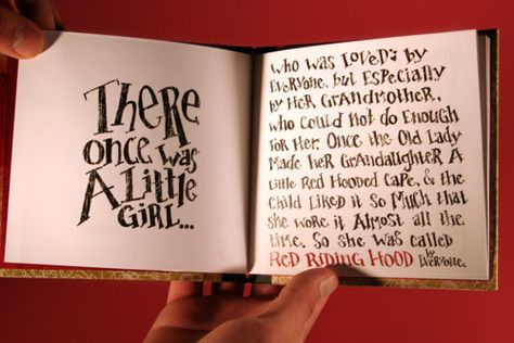 Red Riding Hood #type #story Handwritten Type, Contemporary Typography, Handwritten Typography, Type Inspiration, Cute Fonts, Pop Up Book, Book Layout, Typography Letters, Little Red Riding Hood