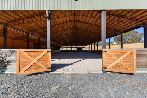 60′ x 120′ Riding Arena in Shingle Springs | Barn Pros Covered Riding Arena, Horse Riding Arena, Prefab Barns, Livestock Barn, Equestrian Barns, Barn House Kits, Horse Farm Ideas, Riding Arena, Horse Arena