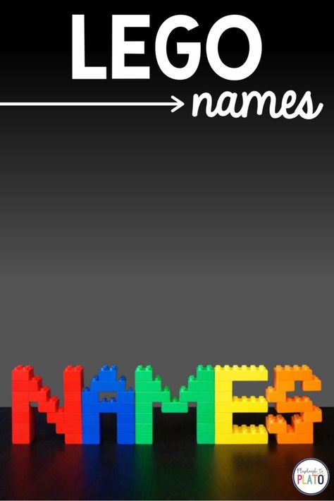 This hands-on LEGO name activity is a great preschool work station, name game or afternoon project. Kindergarten kids will also love building their names with LEGOs as well and could even be used to build other things like sight words or vocabulary words! The possibilities are endless! #LEGOactivities #namegames #sightwords Party Planner Business, Lego Library, Name Activity, Paper Butterfly Crafts, Lego Themed Party, Playdough To Plato, Halloween Science, Literacy Centers Kindergarten, Engineering Activities