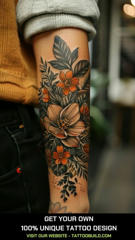 floral half sleeve tattoo forearm Floral Half Sleeve Tattoo Forearm, Poppy Tattoo Sleeve, Floral Half Sleeve Tattoo, Half Sleeve Tattoo Upper Arm, Rose Tattoo On Back, Tattoo Sleeve Filler, Half Sleeve Tattoos Forearm, Tattoo Forearm, Poppies Tattoo