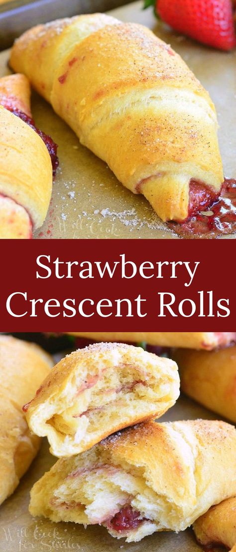 Strawberry Crescent Rolls, Homemade Strawberry Filling, Breakfast Crescent, Pillsbury Crescent Recipes, Frozen Strawberry Recipes, Easy Crescent Roll Recipes, Crescent Roll Recipes Dessert, Pillsbury Crescent Roll Recipes, Recipes Using Crescent Rolls