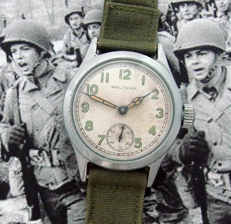 Vintage Round Watches With Tachymeter, Vintage Watches With Date Indicator, Advertising Clocks, Waltham Watch, Timex Military Watch, Soviet Watch, Field Watches, Vintage Military Watches, Watch Lover