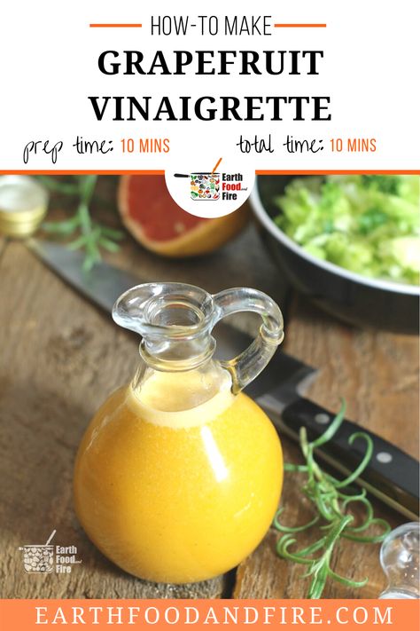 a bottle of yellow salad dressing Grapefruit Vinaigrette, Beet Salad, Salad Dressing Recipes, Salad Dressings, Homemade Food, Dressing Recipe, Healthy Salads, Recipe Box, Salad Dressing