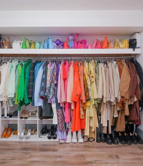 Olivia & Alice on Instagram: “An accurate representation of the inside of our brains having spoken to so many of you guys about our collection today 🌈🌈🥺🥳” Color Coordinated Closet, Closet Organisation, Wardrobe Room, Monochromatic Outfit, Closet Room, Looks Party, Dressing Rooms, Closet Goals, Storage Design