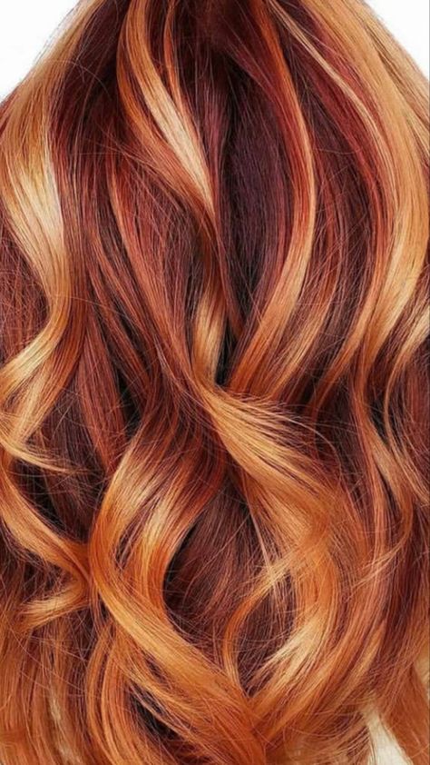 Curly Hair With Blonde And Red Highlights, Bayalage Red Hair Balayage Blonde Ombre, Copper Red Hair Color Balayage Rose Gold, Red And Blonde Hair Color Balayage, Red Orange Hair With Blonde Highlights, Redhead With Dark Highlights, Hair Colour Copper, Natural Copper Hair With Highlights, Copper Red Bayalage Hair