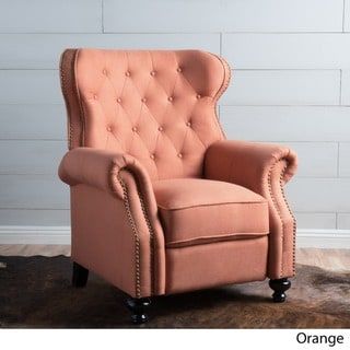 Walder Tufted Fabric Recliner Club Chair by Christopher Knight Home (Orange) Mid Century Recliner, Bedroom Chairs, Grey Upholstery, Online Furniture Shopping, Christopher Knight, Noble House, Christopher Knight Home, Club Chair, Furniture Deals