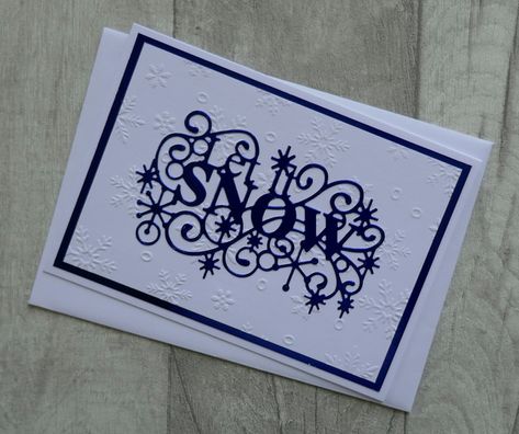 Embossed Snowflakes and Blue 'Let it Snow' Chri... - Folksy Handmade Christmas Cards Ideas, Fancy Christmas Cards, Snowflake Christmas Cards, Blue Christmas Cards, Embossed Christmas Cards, Die Cut Christmas Cards, Snow Christmas Cards, Simple Christmas Cards, White Cards