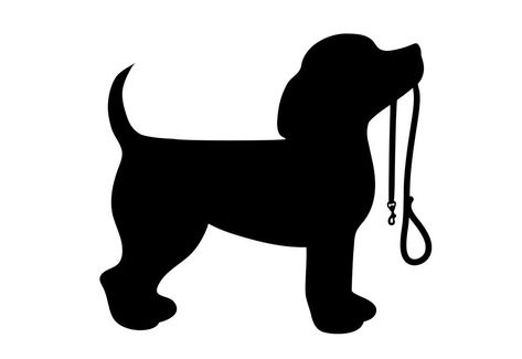 Silhouette of Puppy Dog Holding a Leash in Mouth | Clip Art Pictures Images Small Dog Silhouette, Holding Puppy, Dog Head Silhouette, Dog Walking Silhouette, Puppy Silhouette, Sitting Dog Silhouette, Clip Art Silhouette, Dog Infographic, Paw Drawing