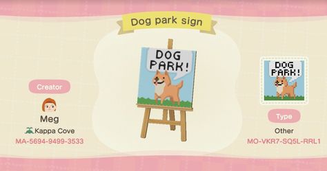 Acnh Dog Park, Dog Park Design, Acnh Signs, Acnh Tips, Christmas Centrepieces, Animal Crossing 3ds, Crossing Sign, Welcome Design, Acnh Design