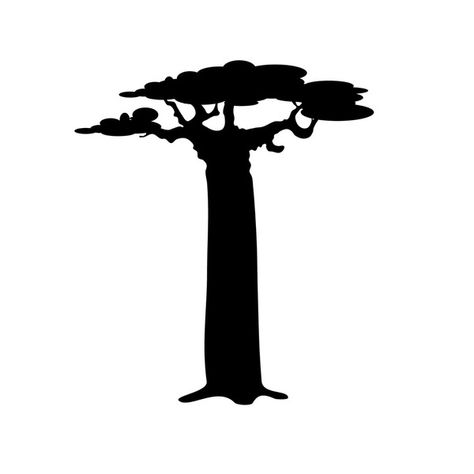 Baobab tree silhouette image black and white vector illustration Black And White Vector, Baobab Tree, Silhouette Images, Therapy Office, Photo Wedding Invitations, Crop Image, Channel Art, Tree Silhouette, White Stock