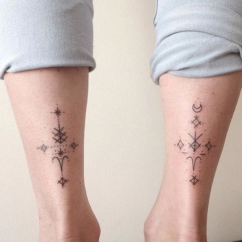 Handpoked matching leg tattoo by Anya Barsukova. #AnyaBarsukova #handpoke #minimalist #sacredgeometry #pattern Matching Ankle Tattoos, Pattern Tattoos, Berber Tattoo, Polish Tattoos, Astrology Tattoo, Tattoos Arm, Bike Tattoos, Ankle Tattoos, Handpoke Tattoo