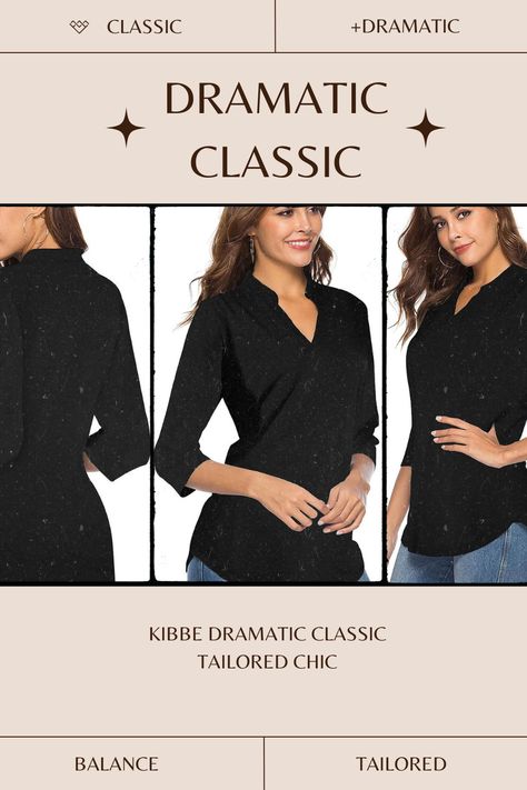 CEASIKERY Women's 3/4 Sleeve V Neck Tops Casual Tunic Blouse Loose Shirt perfect for a kibbe dramatic classic outfit! tailored chic. balance. symmetry. elegant. sleek. sculpted. refined. Kibbe Dramatic Classic, Tailored Chic, Kibbe Dramatic, David Kibbe, Dramatic Classic, Classic Outfit, Summer Cardigan, Casual Tunics, Loose Shirt