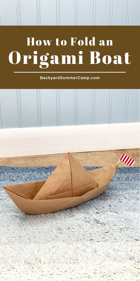 Learn how to fold an origami boat to play with as a paper pirate ship, sail in the water, or as an ocean learning activity. Paper Pirate Ship, Paul’s Shipwreck Craft, Pirate Hat Crafts, Nursery Room Ideas Childcare, Fun Origami Crafts, Pirate Ship Craft, Boat Paper, Pirate Unit, Student Library