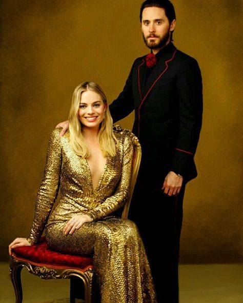 Margot and Jared Leto Jared Leto Margot Robbie, Jared Leto Movies, Monica Seles, Coat Blouse, Dallas Buyers Club, Requiem For A Dream, Shannon Leto, Harley Quinn Cosplay, Mtv Video Music Award