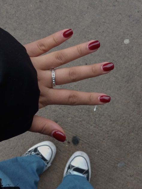 Red nails, cherry coke, dark red Red French Cherry Nails, Cherry Cola Nails Square, Cherry Cola French Tip Nails, Red French Tip Nails With Cherries, Cherry Coke Nails, Cherry Nails White Tip, Red Nails Cherry, Coke Nails, Cherry Cola Nails