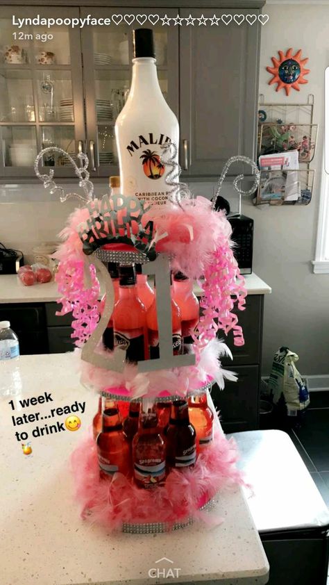 Liquor Themed Birthday Party, Liquor Cake, Alcohol Cake, Money Cake, 21st Birthday Cakes, Candy Cake, Thanks A Bunch, Diy Activities, Candy Table