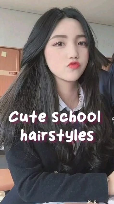 #aesthetic #school #cute #hairstyle Korean Short Hairstyle, Korean Hairstyle Long, School Makeup Looks, Chinese Hairstyles, Hairstyle Aesthetic, Kpop Workout, Hair Styles For School, Cute Easy Hairstyles, Styles For School