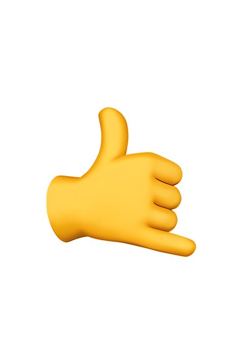 The 🤙 Call Me Hand emoji depicts a hand with the thumb and pinky finger extended, while the other fingers are curled inwards. The hand is facing towards the viewer, and the skin tone of the hand can vary depending on the platform used. The overall appearance of the emoji is meant to resemble a hand gesture often used to indicate a phone call. Iphone Imogies Png, Hand Emoji Iphone, I Phone Emoji Stickers, Phone Emoji Png, I Phone Emoji Png, Emot Iphone, Hand Emoji Meanings, Iphone Emoji Png, Finger Emoji