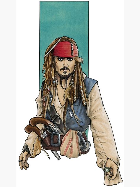 Jack Sparrow Drawing, Pirates Illustration, Sparrow Art, Camper Art, Kaptan Jack Sparrow, Pirate Art, Dragon Ball Painting, Caribbean Art, Drawing Cartoon Characters