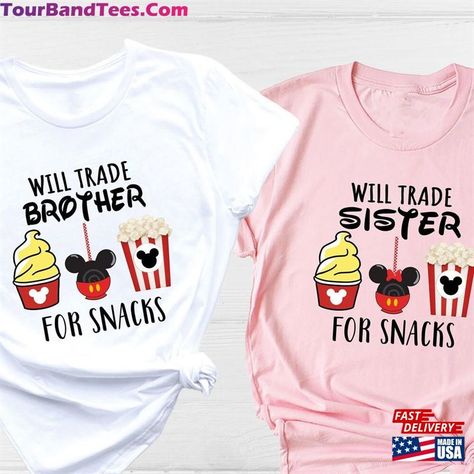 Brother Sister Disney Shirts, Brother And Sister Disney Outfits, Disney Cricut, Funny Disney Shirts, 2024 Family, Universal Shirts, Emotional Messages, Disney 2024, Matching Disney Shirts