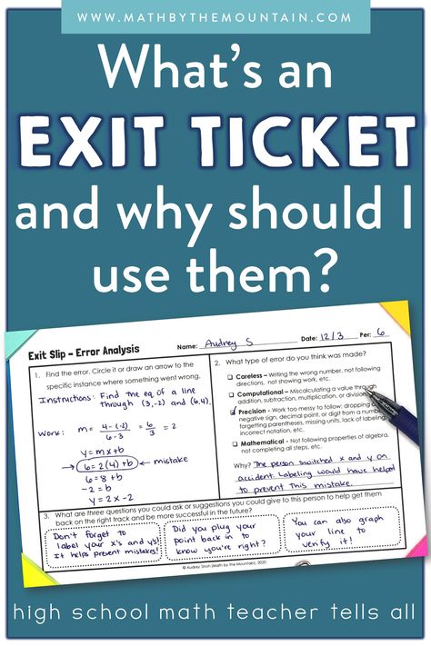 Boost critical thinking, error analysis, and students' ability to communicate about math! Click to read about more reasons you should be using exit tickets in your middle & high school math classes. Exit Tickets Template, Error Analysis Math, Math Exit Tickets, Exit Slip, Error Analysis, Exit Slips, Math 8, Secondary Math, Exit Tickets