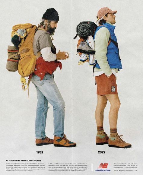 Hiking Core Outfits, Hiking Core, Hiking Outfit Men, Vintage Hiking, Promo Flyer, Hiking Fits, Aime Leon Dore, Vintage Outdoor, Hiking Fashion