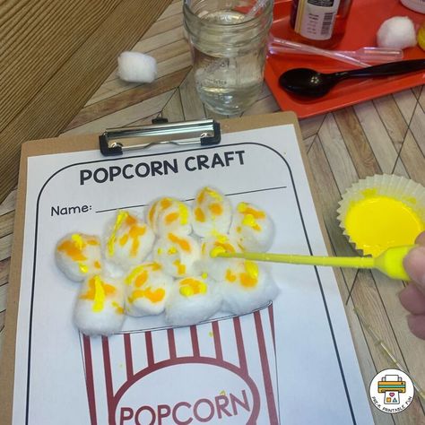 If You Give A Mouse A Brownie Activities, If You Take A Mouse To The Movies Craft, If You Take A Mouse To The Movies, Popcorn Activities, Book Themed Crafts, Bucket Crafts, Popcorn Theme, Laura Numeroff, Movie Crafts