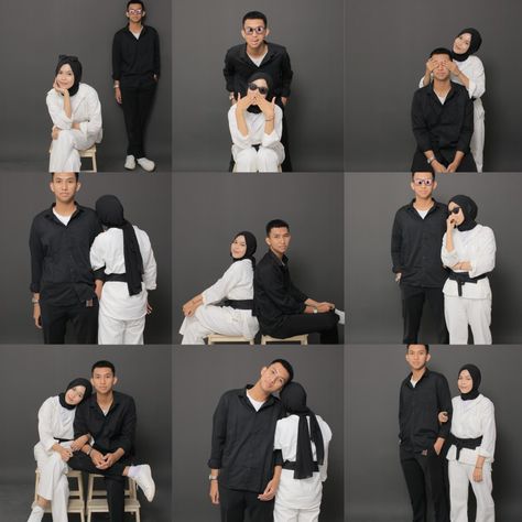 Gaya Foto Couple Studio, Foto Studio Couple Casual, Outfit Foto Studio, Pose Ideas With Boyfriend, Pose With Boyfriend, Photobox Ideas Pose Couple, Engagement Studio Photo, Self Foto, Self Photo Studio