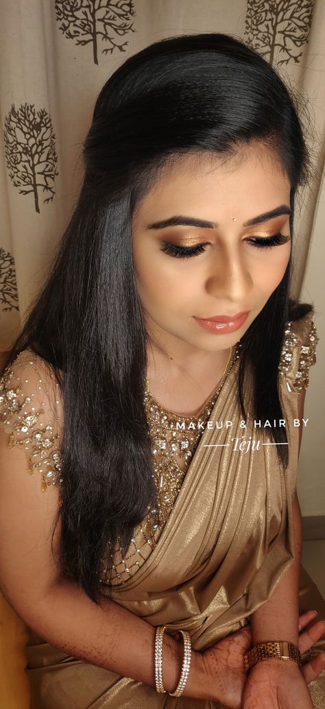 Best eye makeup South Indian Eye Makeup, South Indian Bridesmaids, Eye Mekup, Bride Eye Makeup, Indian Eye Makeup, Indian Eyes, Makeup Dark, Golden Saree, Bridal Eye Makeup