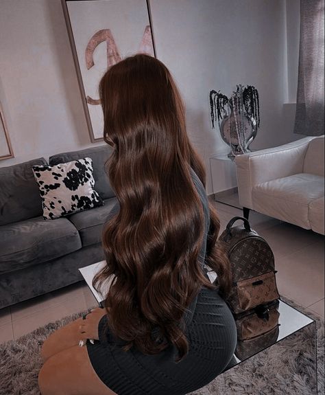 Wavy Brown Long Hair, Brown Mermaid Hair, Long Waved Hair, Super Long Brown Hair, Light Dark Hair, Long Chocolate Brown Hair, Dark Brown Hair Long, Long Curled Hair, Dark Long Hair