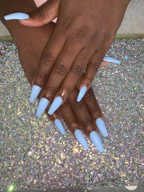 Light Blue Nails On Dark Skin, Spring Blue Nails, Light Blue Acrylic Nails, Nails On Dark Skin, Nail Art Designs Short, Pastel Blue Nails, Light Blue Nail Designs, Light Blue Nail Polish, Neutral Nails Acrylic