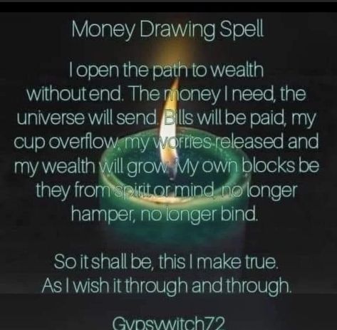 Money Chant, Money Drawing Spell, Money Magick, Money Candle Spell, Money Spells Magic, Powerful Money Spells, Candle Magic Spells, Spells Magic, Money Drawing