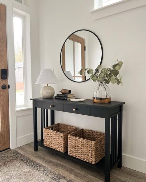 45 Entryway Mirror Ideas That Make an Impression Decorate A Console Table, How To Decorate A Console Table, Console Table Decor Ideas, Table Wallpaper, Console Table Decor, Organized House, Mirror Hallway, Staging Ideas, House Remodeling