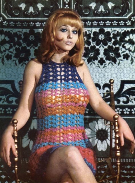 60s Crochet, Late 60s Fashion, Vintage Crochet Dresses, 1960s Dresses, 60s And 70s Fashion, Vintage Lifestyle, Swinging Sixties, Sixties Fashion, Va Va Voom