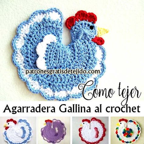 agarradera tejida al crochet con forma de gallina paso a paso Crochet Coffee Cozy, Crochet Christmas Gifts, Crochet Chicken, Beginner Knitting Patterns, Crochet Potholders, Crochet Kitchen, Freeform Crochet, Crochet Square Patterns, Easter Crochet