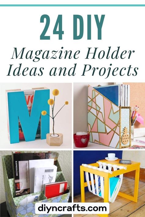 24 DIY Magazine Holder Ideas and Projects Diy Magazine Display, Ways To Use Magazine Holders, Diy Magazine Holder Wall, Dollar Tree Magazine Holder, Magazine Holders Repurpose, Magazine Display Ideas, Magazine Holder Ideas, Magazine Holders Diy, Magazines Storage