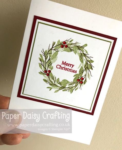 Paper Daisy Crafting: Last Minute Christmas card with Cottage Wreaths Cottage Wreath Stampin Up Cards Christmas, Stampin Up Christmas Wreath Cards, Stampin Up Cottage Wreaths Christmas Cards, Stamping Up Cottage Wreaths, Cottage Wreaths Stampinup Cards, Stampin Up Wreath Cards, Stampin Up Cottage Wreath Cards, Cottage Wreaths Stampinup, Cottage Wreath Stampin Up Cards