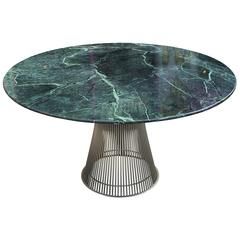 Iconic Warren Platner Dining Table with Green Marble Top Circular Dining Room Table, Platner Dining Table, Circular Dining Room, Warren Platner, Marble Tables Design, Modern Dining Room Tables, Dining Table Bases, Marble Table Top, Patio Dining Table