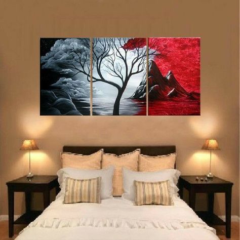 3 Pieces Paintings, One Painting In 3 Canvas, Wall Painting Frame Ideas, Three Piece Canvas Painting, 3 Piece Painting Ideas, 2 Piece Canvas Painting, Three Piece Painting, Three Canvas Painting, Multi Canvas Painting